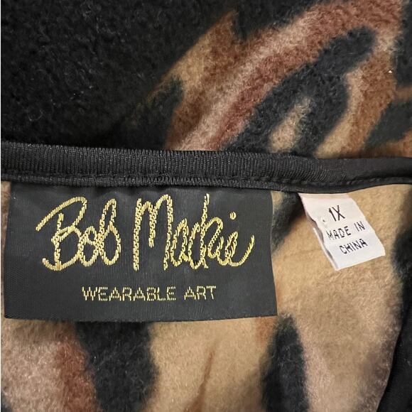 Bob Mackie Fleece Vest in Brown and Black Leopard Print Size 1X - Picture 5 of 6